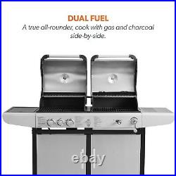 Boss Grill Dual Fuel Charcoal and Gas BBQ with 2 Burners + Side Burner