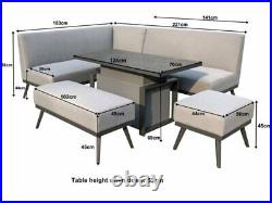 Brand New Garden Patio Grey Corner Sofa Set with Gas Lift Table