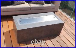 Concrete Gas Fire Pit Table 120/60/38cm Full Set Burner+Lava rocks+Glass screen
