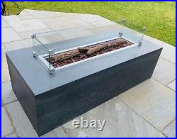 Concrete Gas Fire Pit Table 140/60/38 Full Set Burner+Lava rocks+Glass screen