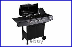 CosmoGrill 4+1 Large Outdoor Gas Black Barbecue BBQ Grill plus Side Burner D48