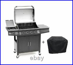 CosmoGrill 4+1 Pro Gas BBQ Barbecue Grill Inc. Side Burner- 93411 with cover