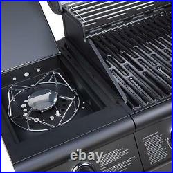 CosmoGrill 6+1 Deluxe Gas BBQ Black Barbecue Grill Side Burner 93416