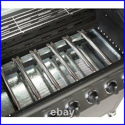CosmoGrill 6+1 Deluxe Gas BBQ Black Barbecue Grill Side Burner 93416