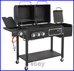 CosmoGrill Outdoor Barbecue DUO Gas Grill + Charcoal Smoker Portable BBQ