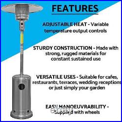 Dellonda 13kW S/Steel Gas Outdoor Garden Patio Heate, Table & Cover