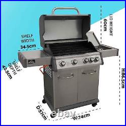 Dellonda 4+1 Burner Deluxe Gas BBQ Grill, Stainless Steel, Side Burner, Cover