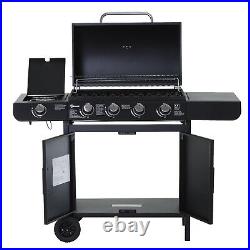 Deluxe Gas BBQ Grill Stainless Steel 4 Burner + 1 Side Outdoor Barbecue Party