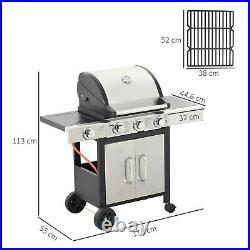 Deluxe Gas Barbecue Grill 3+1 Burner Garden BBQ Large Cooking Area Side Burner