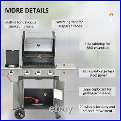 Deluxe Gas Barbecue Grill 3+1 Burner Garden BBQ Large Cooking Area Side Burner