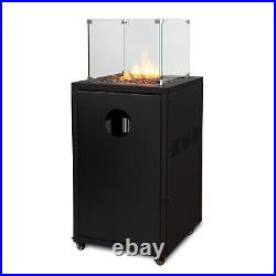 ElectriQ Glass Flame Gas Patio Heater With Glass Stones Black EQODHGS