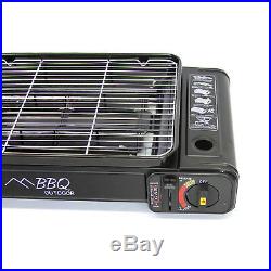 Evelyne 2in1 Portable Butane Gas Burner Stove BBQ Grill Griddle Camping Tailgate
