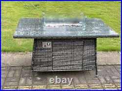 Fimous 6 Option PE Rattan Garden Furniture Gas Fire Pit Heater Dining Table Sets
