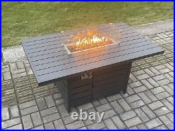 Fimous Aluminium Dark Grey U Shape Garden Furniture Gas Fire Pit Dining Set