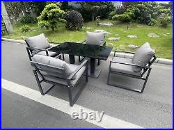 Fimous Aluminum Garden Furniture Dining Set Gas Fire Pit or Rising Lifting Table