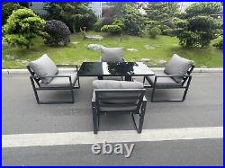 Fimous Aluminum Garden Furniture Dining Set Gas Fire Pit or Rising Lifting Table