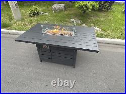 Fimous Aluminum Gas Fire Pit Dining Table Gas Heater Garden Furniture Dark Grey