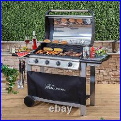 Fire Mountain Everest 4 Burner Gas Barbecue in Stainless Steel & Black
