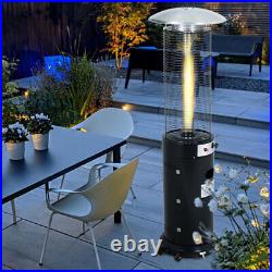 Flame Gas Patio Heater 13kW Black Cylindrical Outdoor Heating