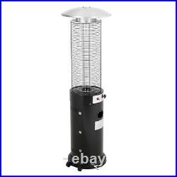 Flame Gas Patio Heater 13kW Black Cylindrical Outdoor Heating Real Fire Heatlab