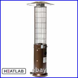 Flame Gas Patio Heater 13kW Brown Cylindrical Outdoor Heating Real Fire Heatlab