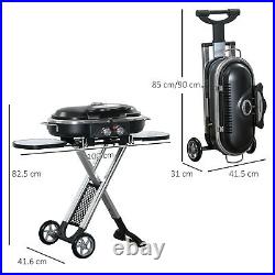 Foldable Gas BBQ Grill with 2 Burners Storage Shelves Pocket, Aluminium Alloy