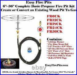 Fr6ck Basic Propane Diy Gas Fire Pit Kit & 6 Lifetime Warranted 316 Burner