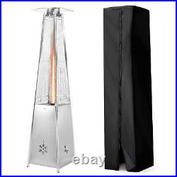 GAS Patio Heater Stainless Steel 13KW Outdoor Pyramid Tower Flame with Wheels