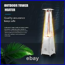 GAS Patio Heater Stainless Steel 13KW Outdoor Pyramid Tower Flame with Wheels