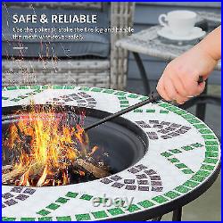 Garden Gas Fire Pit Table Heater Patio BBQ Camping Fire Pit Mosaic Fire 68cm