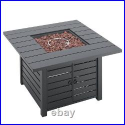 Garden Gas Fire Pit with Lava Rock Heating Burner Outdoor Patio Table Firepit CE