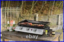 Gas BBQ 3 Burner Plancha Grill in Stainless Steel