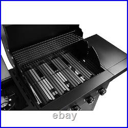 Gas BBQ Barbecue 3 Burners Stepless Adjustment 2 Shelves Wheels 9kW Garden Patio