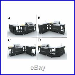 Gas BBQ Barbecue Outdoor Kitchen Stainless Steel 5 Burners Corner L-Shape Mobile