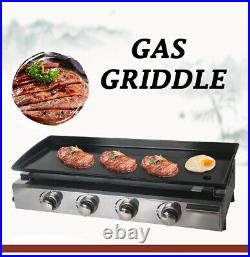 Gas BBQ Griddle LPG Plancha Hot Plate Barbecue Grill Enameled Cast Plate 84x34cm