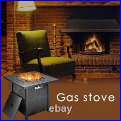 Gas Fire Pit BBQ Firepit Brazier Square Table Stove Patio Heater Garden 2022