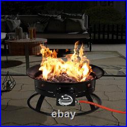 Gas Fire Pit Bowl Firepit with Lava Rocks Portable Outdoor Garden Patio Heater