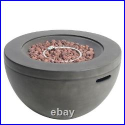 Gas Fire Pit Bowl with Lava Rocks Outdoor Garden Patio Heater Mgo Stone Effect