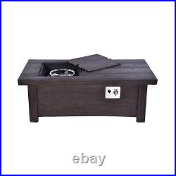 Gas Fire Pit Outdoor Premium Large RECTANGLE Wooden Effect with Rain Cover