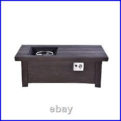 Gas Fire Pit Outdoor Premium Large RECTANGLE Wooden Effect with Rain Cover