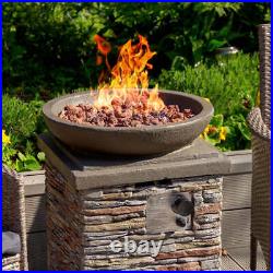 Gas Fire Pit Stone Home Outdoor Garden Patio Heater Burner Adjustable Flame