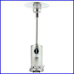 Gas Garden Heat Patio Heater with Wheels Stainless Steel Outdoor Standing Ignition