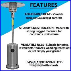 Gas Patio Heater 13kW Commercial & Domestic Use, with Cover Stainless Steel