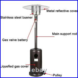 Gas Patio Heater Standing Powered Stainless Steel Outdoor Garden Burner Black UK