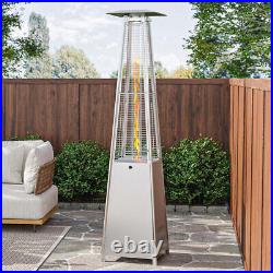 Gas Powered Patio Heater Standing Stainless Steel Outdoor Garden Warmer Wheeled