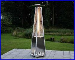 Gas Pyramid Patio Heater 13Kw In Stainless Steel Outdoor Wheels Cover Included