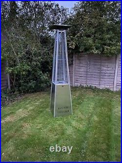 Gas Pyramid Patio Heater 13Kw In Stainless Steel Outdoor Wheels Cover Included