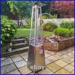 Gas Pyramid Patio Heater Outdoor/Garden Glass Tube 13kw- Silver Dellonda