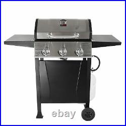 Grill Boss GBC1932M 3 Burner Gas Grill with Top Cover and Shelves, Stainless Steel