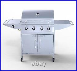 HEATSURE 4 Burner BBQ Gas Grill Stainless Steel Barbecue + 1 Side Outdoor New